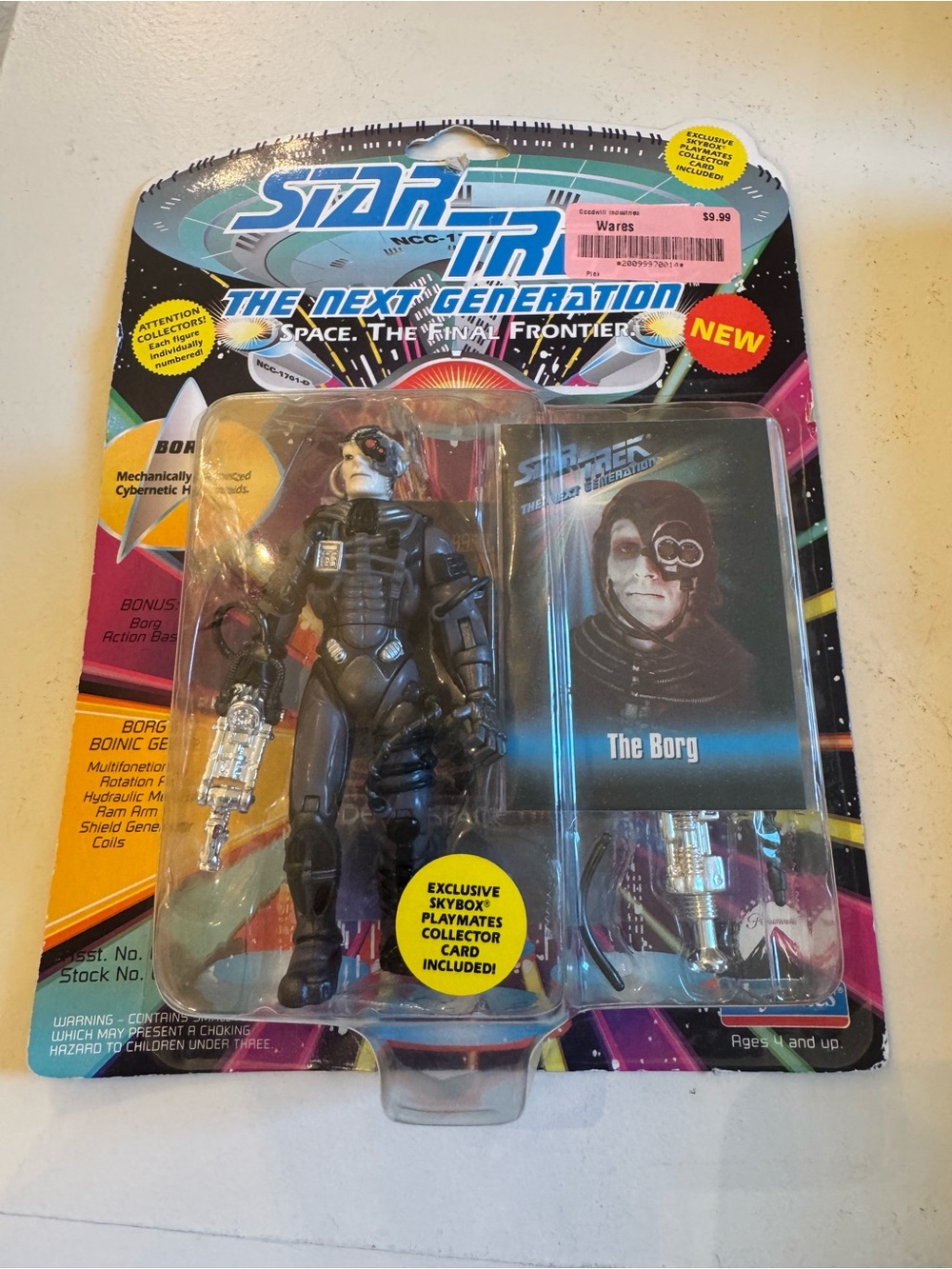 1993 Star Trek TNG Borg Playmates #6077 Figure + SkyBox Card Vintage